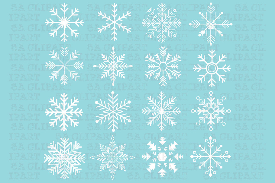 Snowflakes Silhouette ClipArt in Illustrations - product preview 8