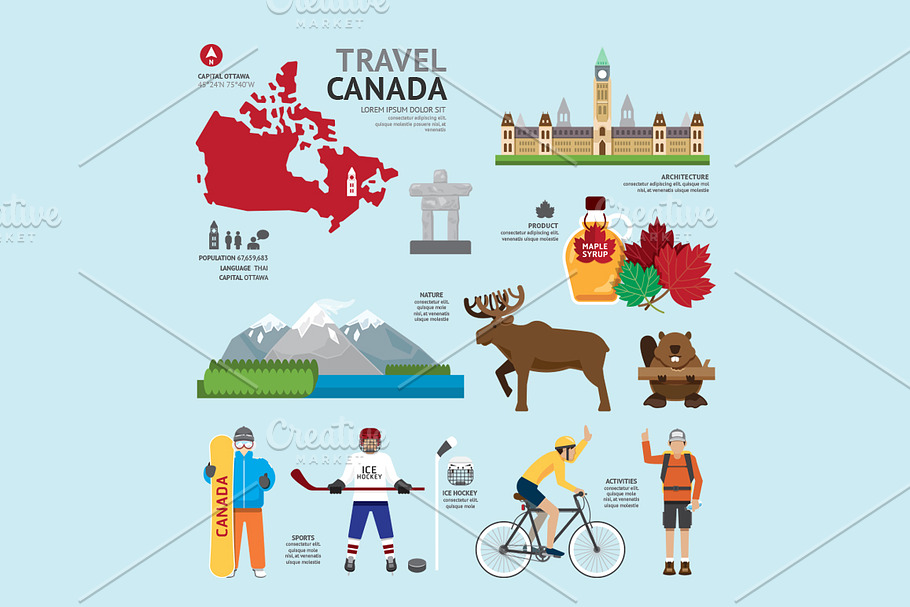 Travel Concept Canada Landmark Flat in Illustrations - product preview 8