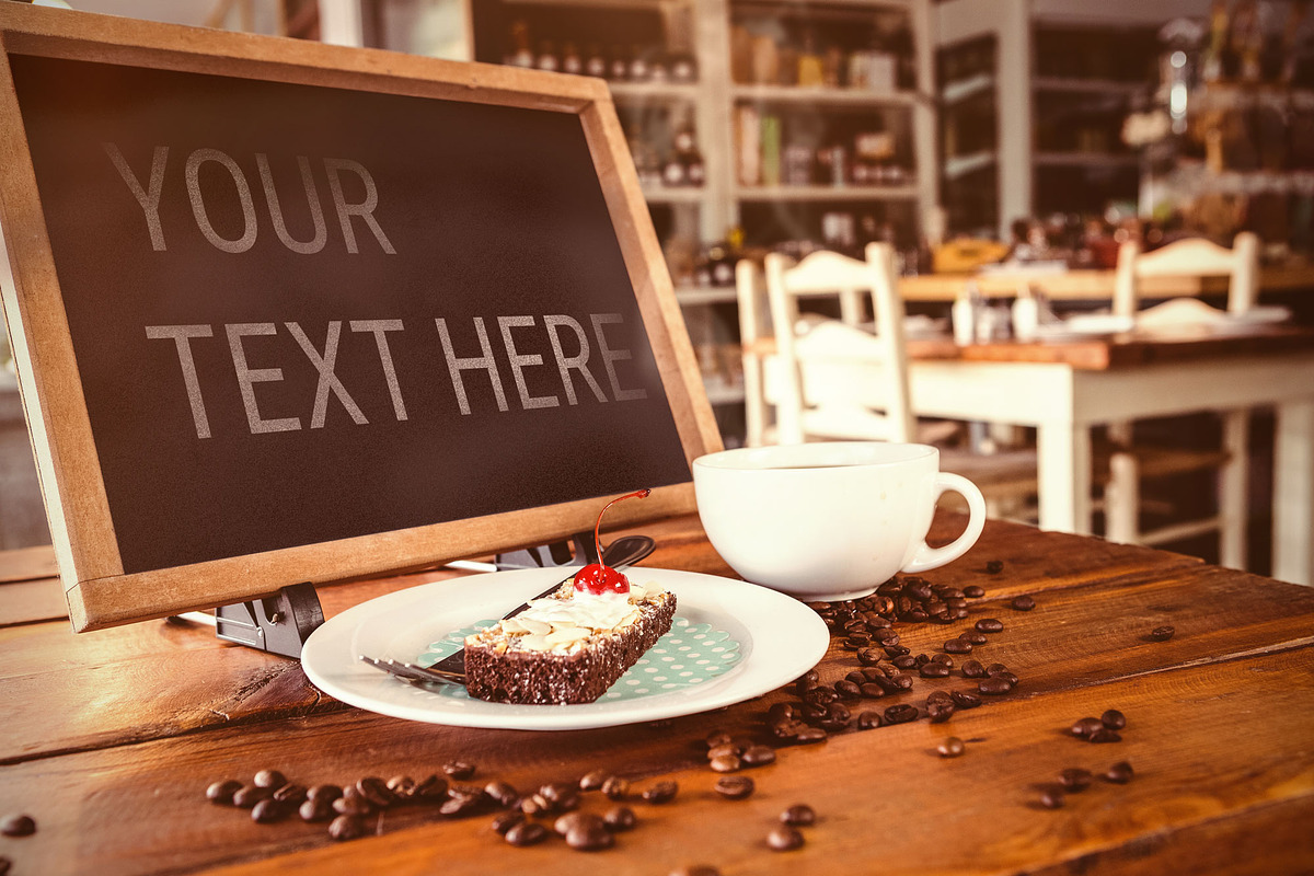 Signboard with cake and coffee in Templates - product preview 8