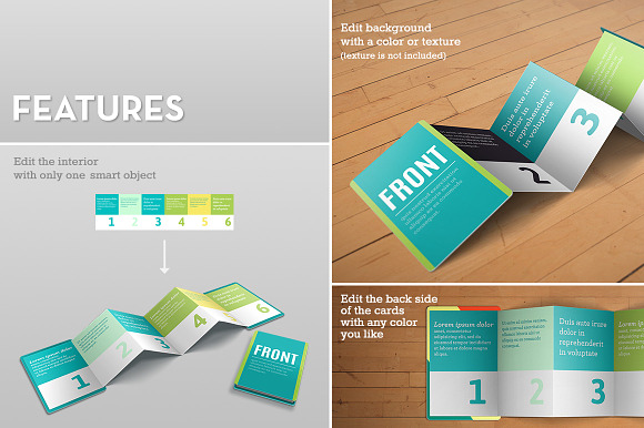 Z-Card Mock-up - 6 Panels C-Fold in Print Mockups - product preview 6