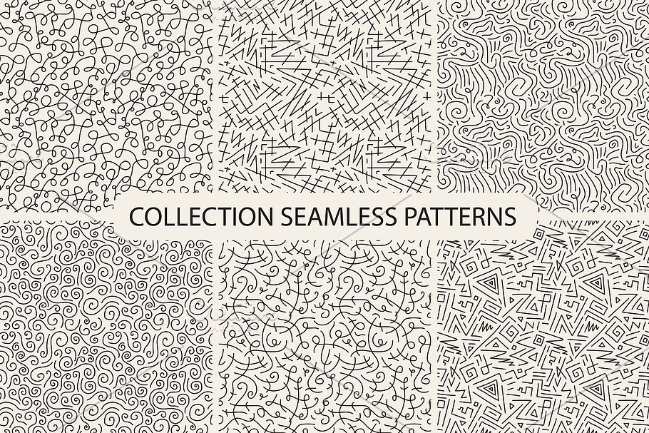 Hand drawn seamless curly patterns. in Patterns - product preview 8