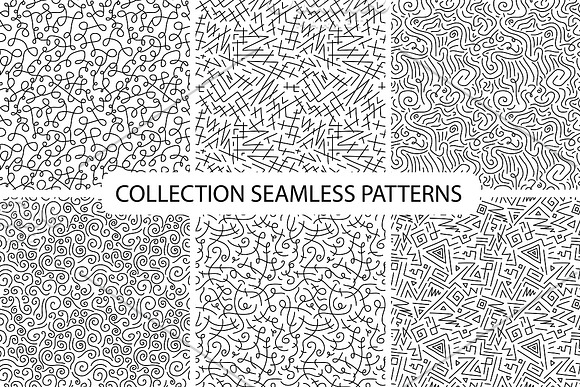 Hand drawn seamless curly patterns. in Patterns - product preview 2