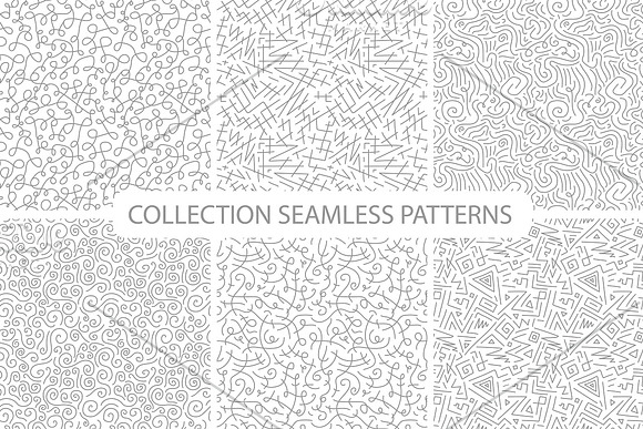 Hand drawn seamless curly patterns. in Patterns - product preview 4