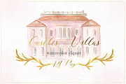Castles & villas watercolor clipart