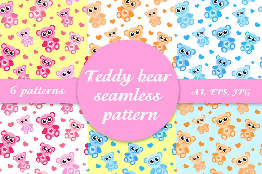 Teddy bear seamless pattern in Patterns - product preview 8