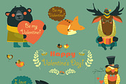 Vector valentines set of fun animals