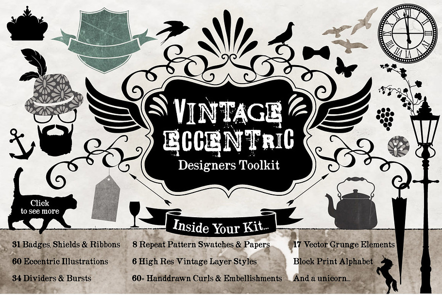 Vintage Eccentric Designers Toolkit in Illustrations - product preview 8
