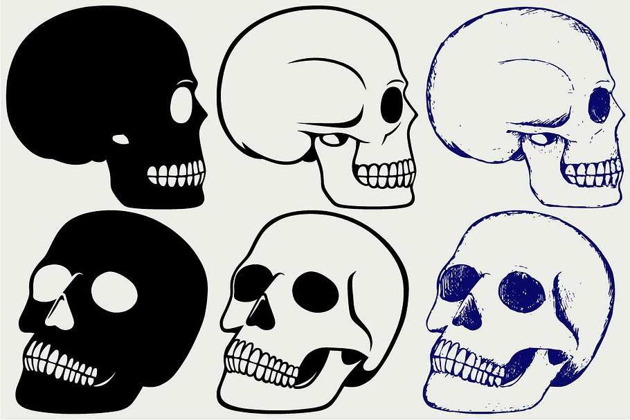Set human skull SVG in Icons - product preview 8