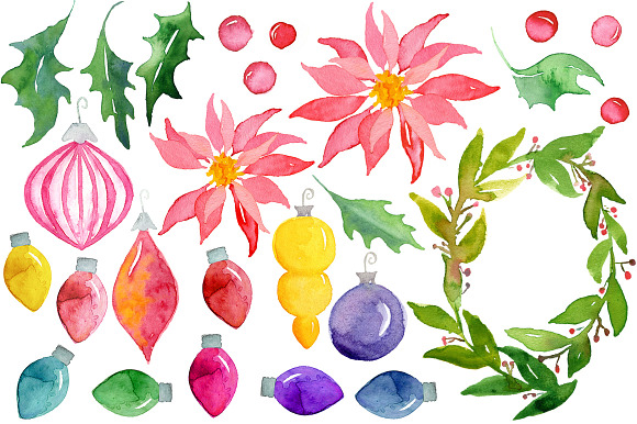 Watercolor Christmas Bundle + Bonus in Illustrations - product preview 1
