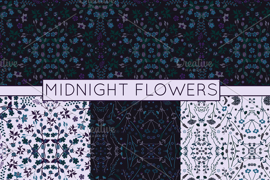 Floral Vector Patterns - Midnight