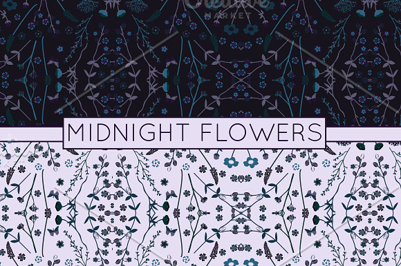 Floral Vector Patterns - Midnight in Patterns - product preview 1