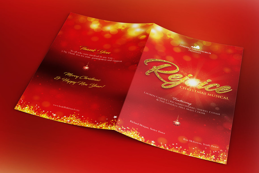 Rejoice Christmas Cantata Program in Brochure Templates - product preview 8