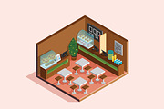 Isometric Illustration - Food Court