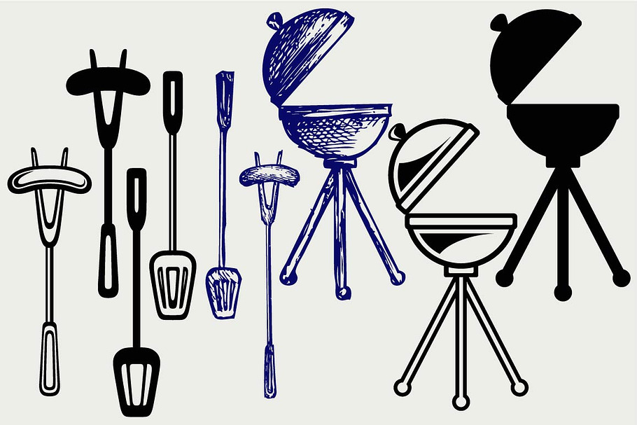 Bbq objects SVG DXF in Graphics - product preview 8
