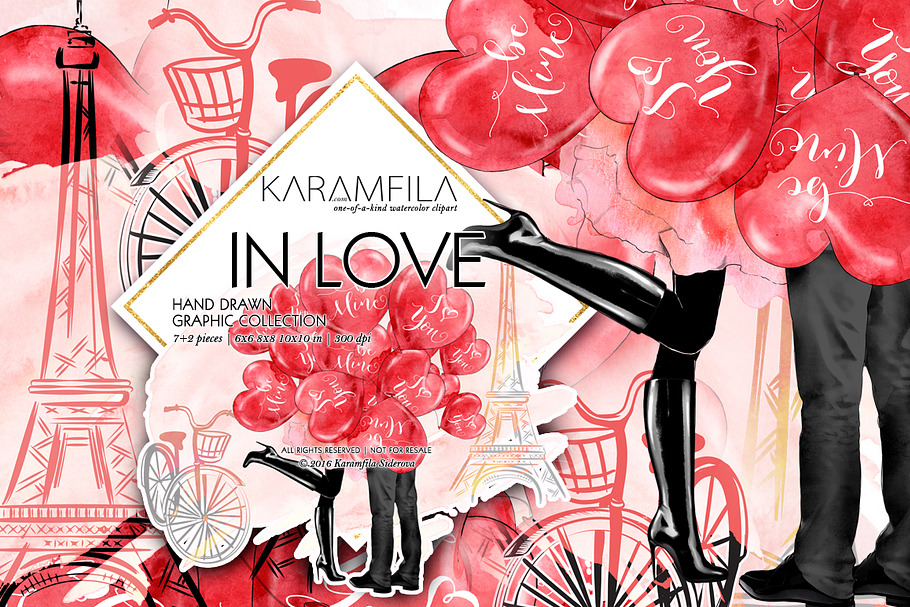 Paris Love Clipart in Illustrations - product preview 8
