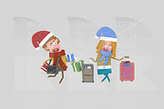3d illustration. Couple suitcases