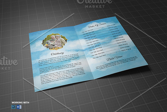 Sky Funeral Program Template in Brochure Templates - product preview 3