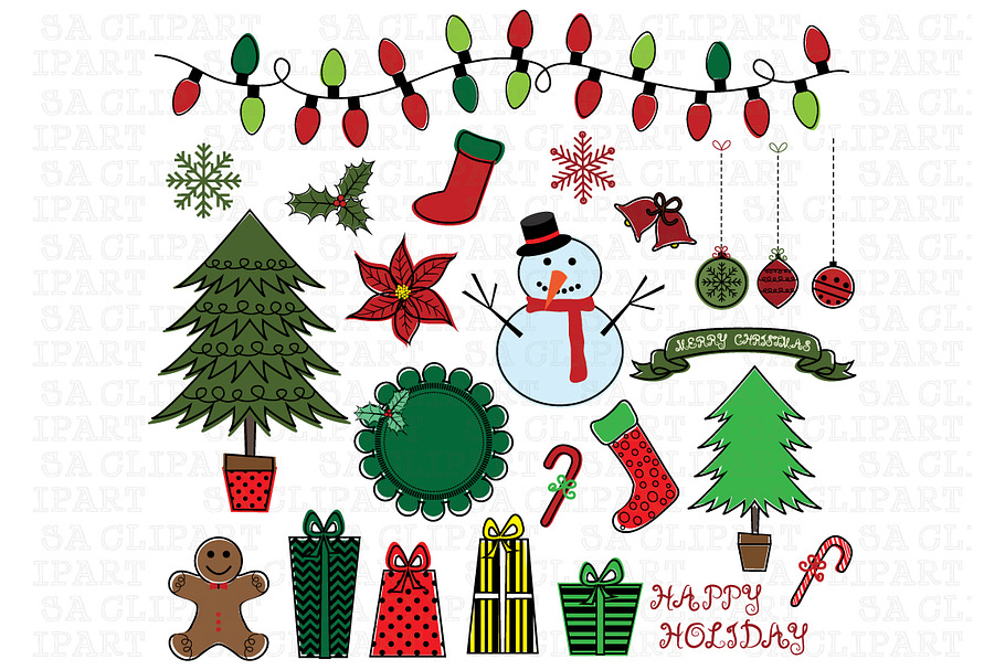 Christmas Color Doodles ClipArt in Illustrations - product preview 8