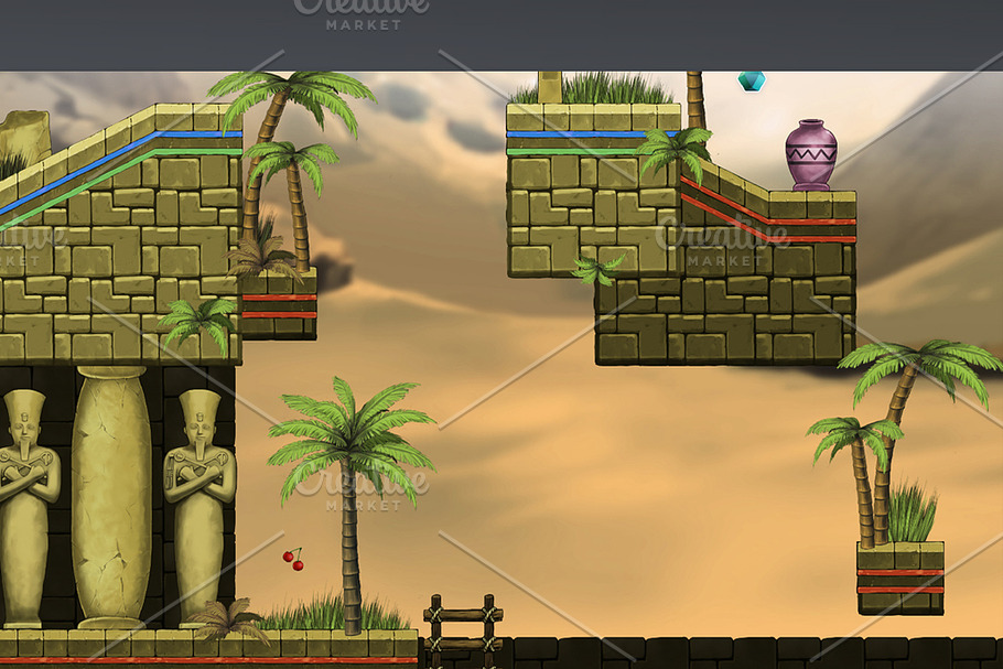Platformer Tileset 6:Egyptian Temple in Illustrations - product preview 8