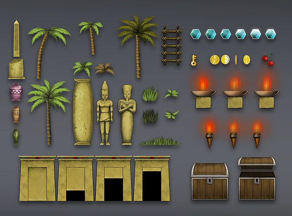 Platformer Tileset 6:Egyptian Temple in Illustrations - product preview 1
