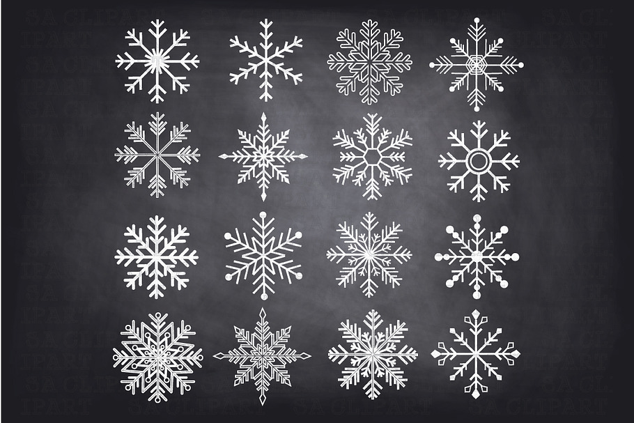 Chalkboard Snowflakes ClipArt in Illustrations - product preview 8