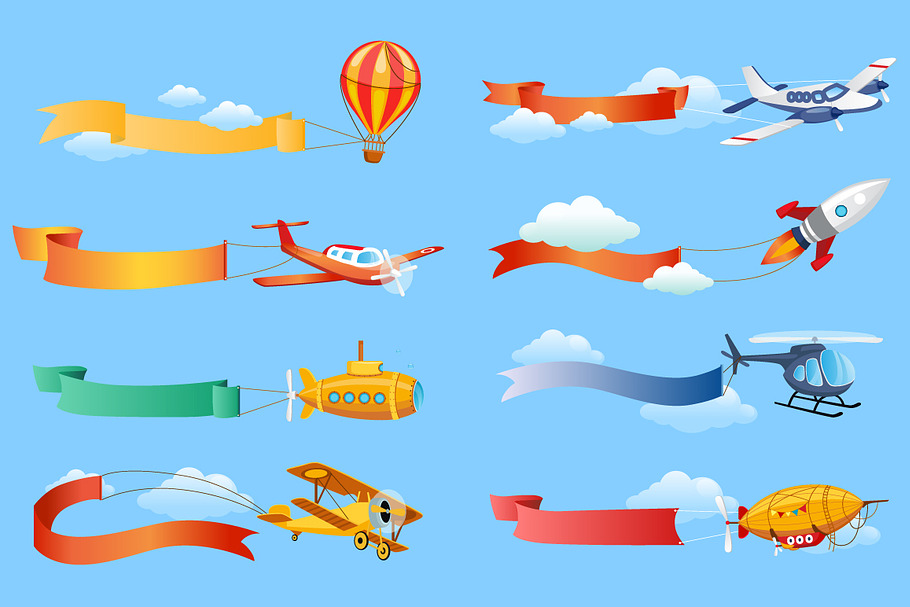 Plane and Rocket set in Illustrations - product preview 8