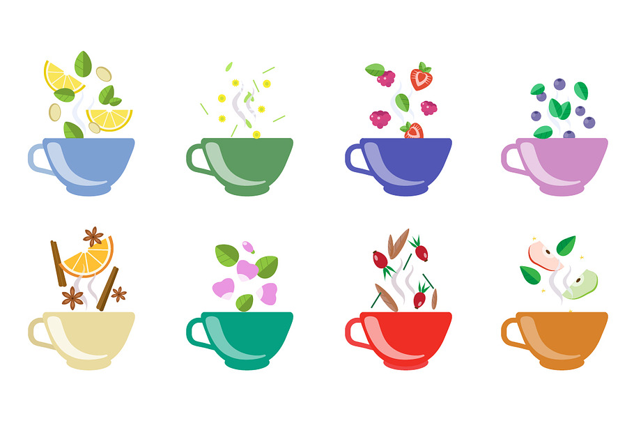 Tea with berries and flowers in Illustrations - product preview 8