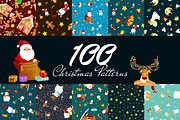 100 Christmas Seamless Pattern