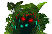 Glowing predators eyes in jungle