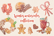 Winter watercolor collection