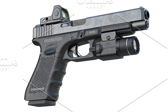Gun weapon black military pistol set in Objects - product preview 4
