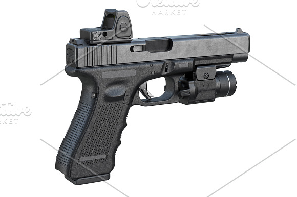 Gun weapon black military pistol set in Objects - product preview 9