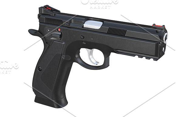 Gun weapon black modern pistol set in Objects - product preview 4