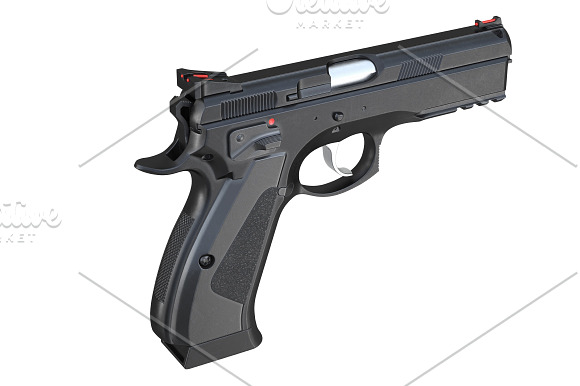 Gun weapon black modern pistol set in Objects - product preview 5