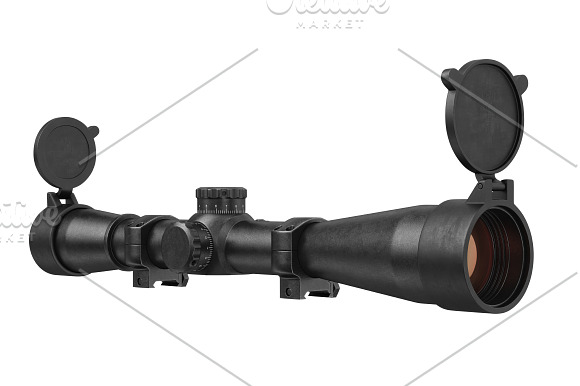Scope optical sniper rifle black set in Objects - product preview 1