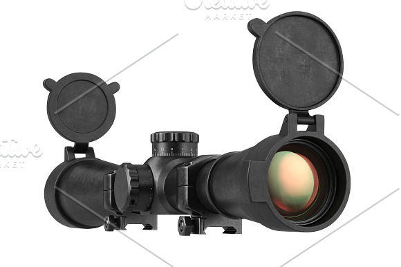 Scope optical sniper rifle black set in Objects - product preview 9