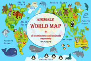 map world with animals vector