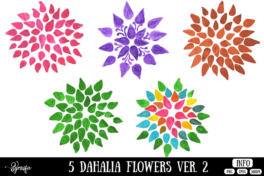 Dahlia Flower Clip Art Ver. 2 in Illustrations - product preview 8
