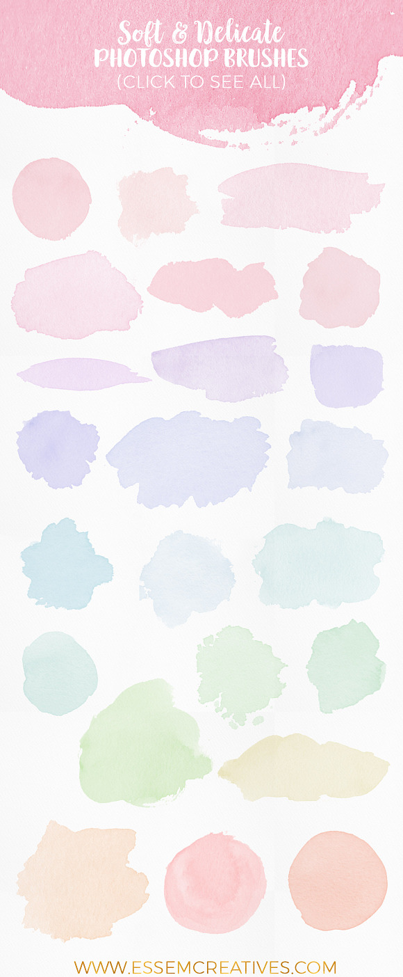 Soft & Delicate Watercolor Brushes in Photoshop Brushes - product preview 1