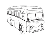 Hand drawn cartoon bus