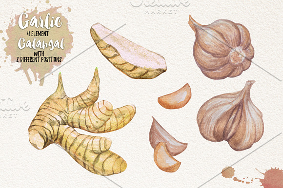 Watercolor Vegetables, Herbs, Green in Illustrations - product preview 7