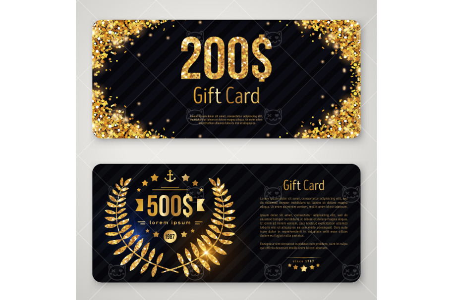 Gift cards with gold in Illustrations - product preview 8