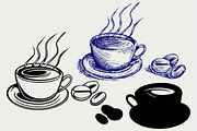 Coffee cup and beans SVG