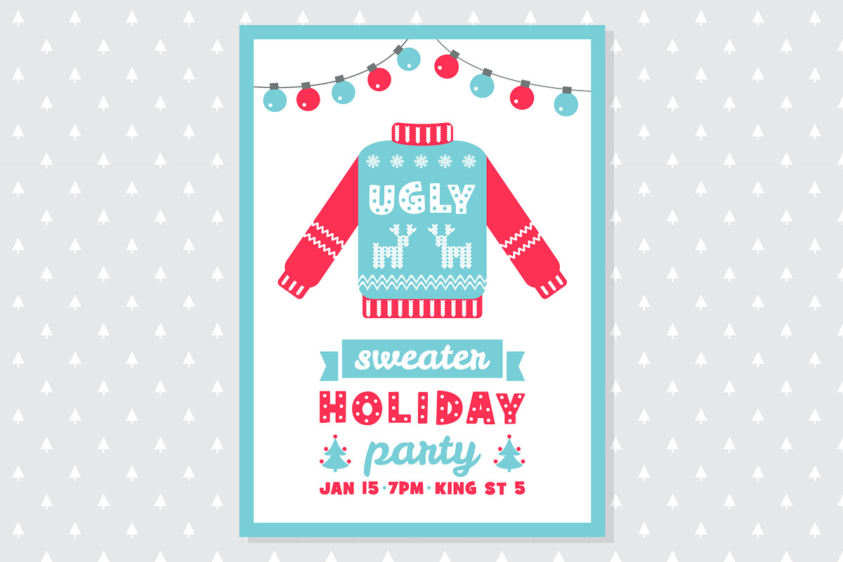 Ugly Sweater Party 5x7 Invitation in Illustrations - product preview 8