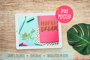 iPad™ Mockup with Monstera Leaf