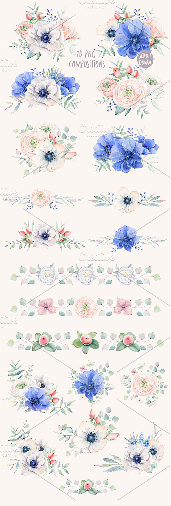 BLOOMING MYSTERY Watercolor set in Illustrations - product preview 1