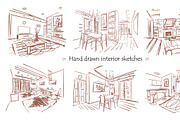 Set of hand-drawn interiors #01
