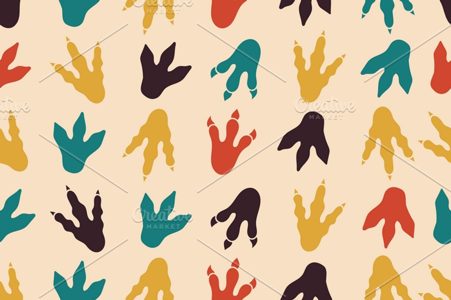 Dinosaur footprints seamless pattern in Illustrations - product preview 8