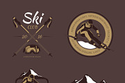 Nordic skiing vector emblems