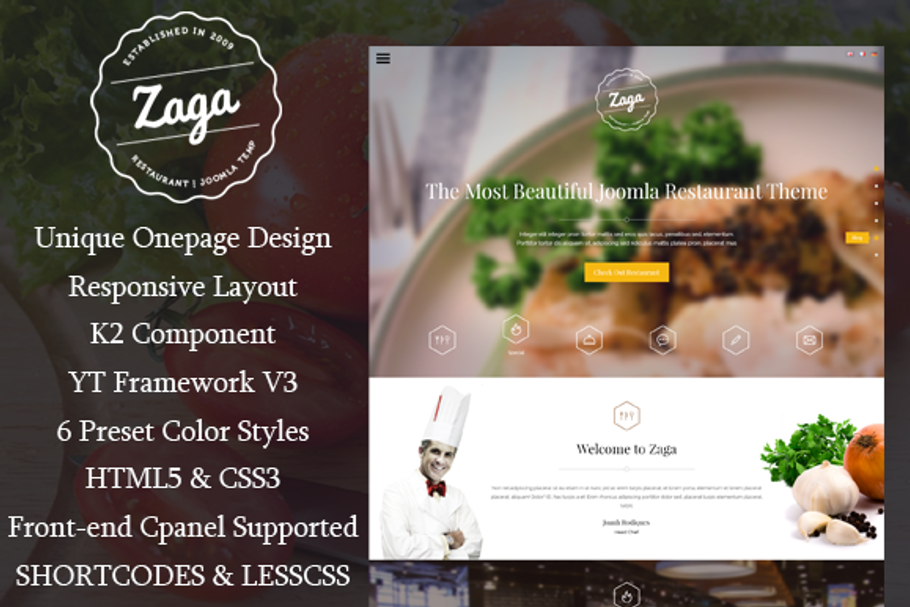 SJ Zaga - Onepage Restaurant Theme
